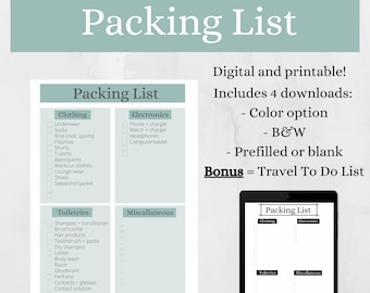 Packing List | Vacation Planner | Packing Lists | Travel Planner | Travel Packing List | Packing Checklist | Printable Packing List