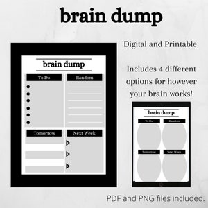 Thought Organization | Brain Dump | Digital Brain Dump | Printable Brain Dump | Organized Thoughts