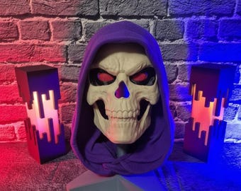 Skeletor Inspired Wearable Skull Mask | 3D Printed Hinge Jaw Helmet | Moving Mouth Cosplay Mask | Villain Skull Headpiece | Raw Print
