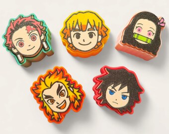 Fan Art Demon Slayer, personnage imprimé en 3D, porte-clés agité, pack 1