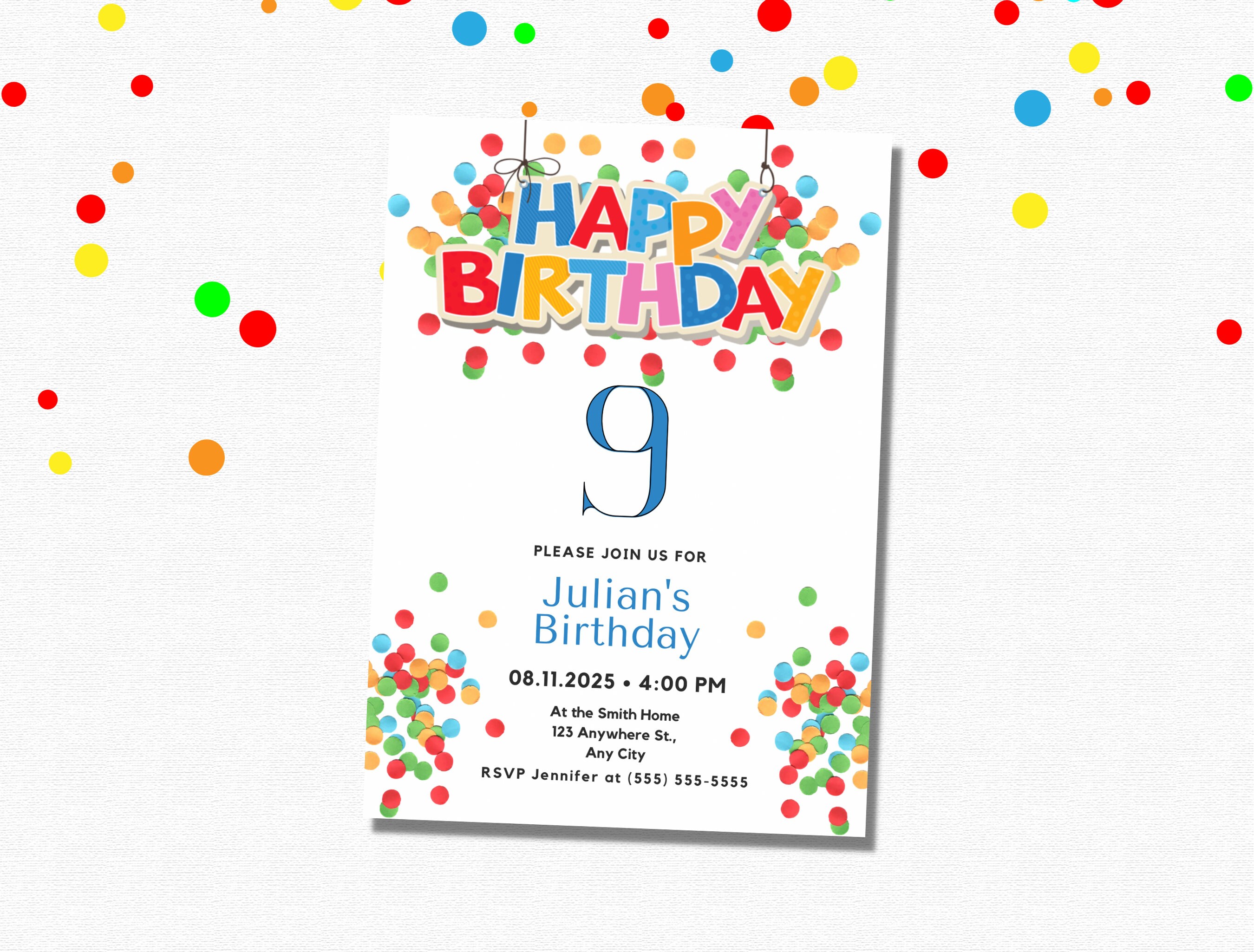 Editable Confetti Invitation For 9th Birthday 9 Year Old Etsy editable-confetti-invitation-for-9th-birthday-9-year-old-etsy