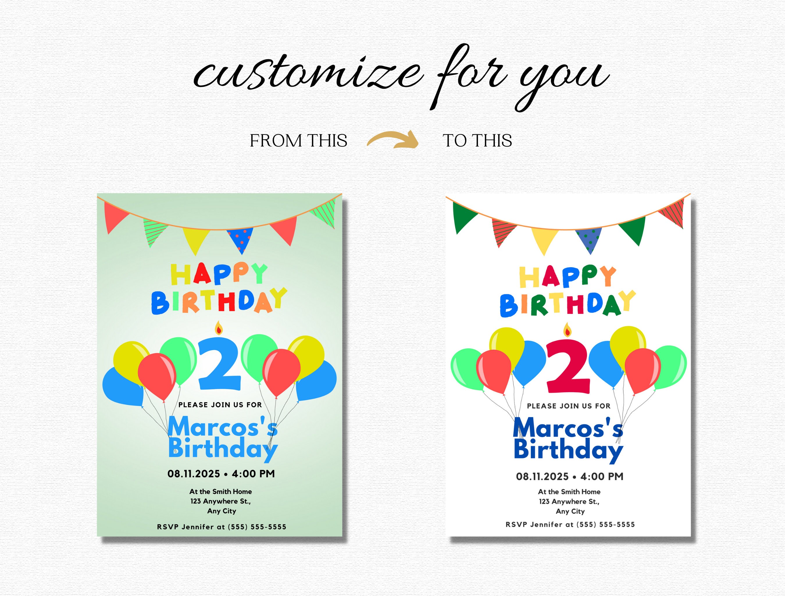 Editable Balloon Party Invitation For 2nd Birthday 2 Year Old Birthday editable-balloon-party-invitation-for-2nd-birthday-2-year-old-birthday
