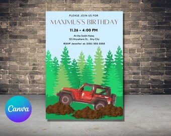 Off Road Invitation, Invitations For Boys Birthday, Invitations For Girls Birthday, Editable Invitation, Canva Invitation, ATV Invitation