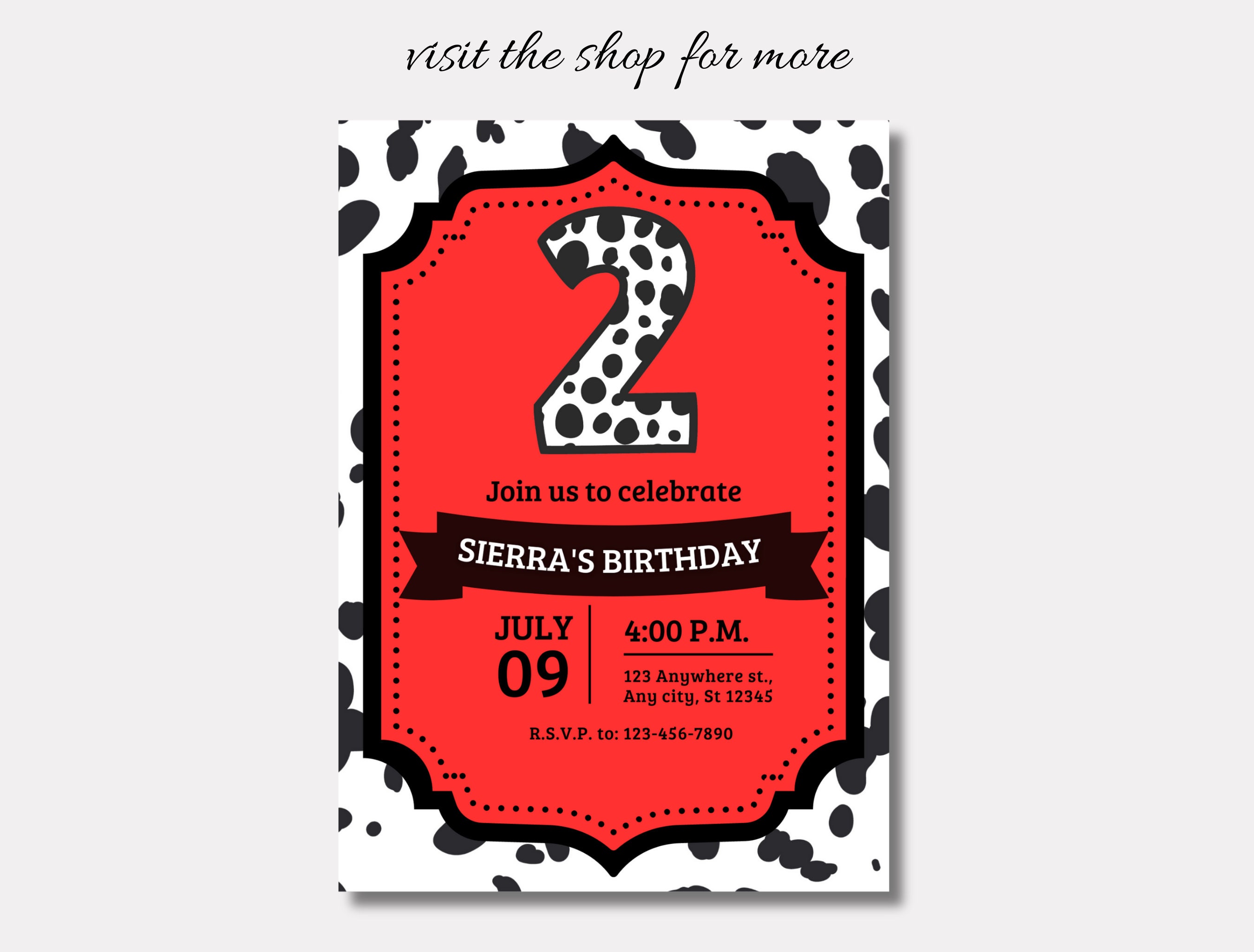 Editable Dalmatian Party Invitation For 2nd Birthday 2 Year Old editable-dalmatian-party-invitation-for-2nd-birthday-2-year-old
