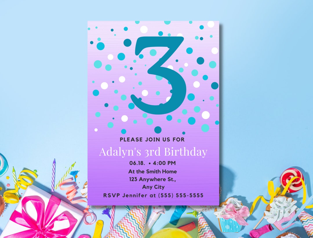 Editable Invitation For 3rd Birthday Numbered Invitation Etsy editable-invitation-for-3rd-birthday-numbered-invitation-etsy