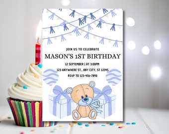 Celebration Invitation For Boy 1st Birthday, 1st Birthday Boy Birthday Party Invites Digital Download