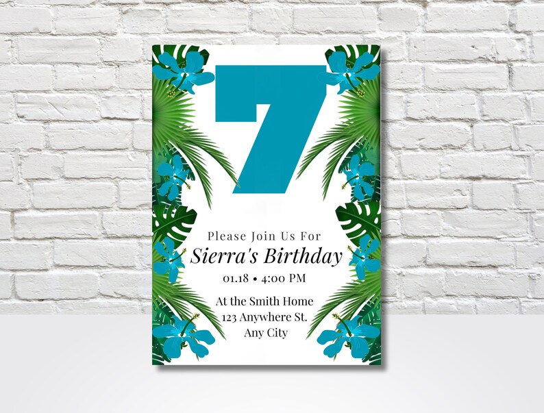 Editable Invitation for 7th Birthday Numbered Invitation Etsy