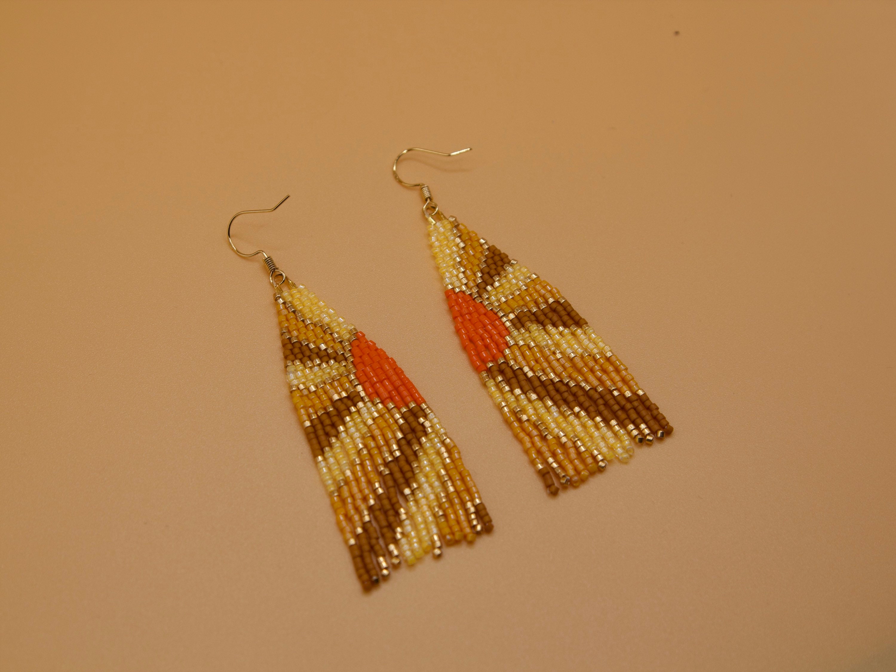 Handmade Miyuki Seed Bead Fringe Earrings, Boho Tassel Dangle - Etsy