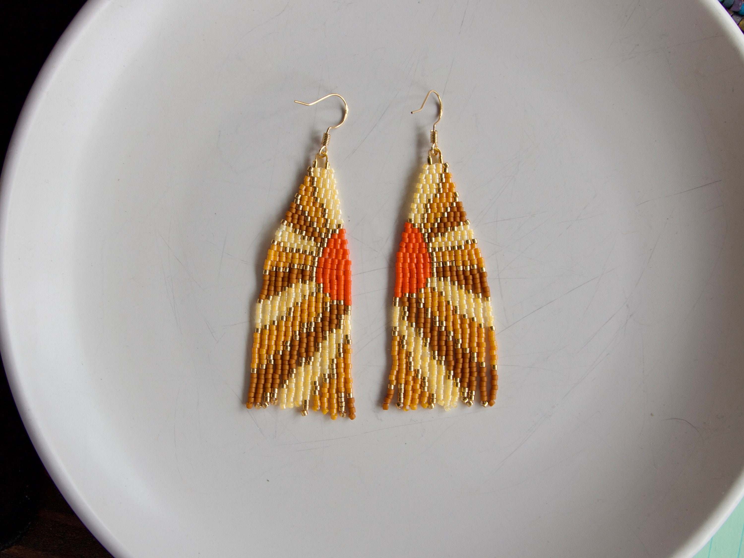 Handmade Miyuki Seed Bead Fringe Earrings, Boho Tassel Dangle - Etsy