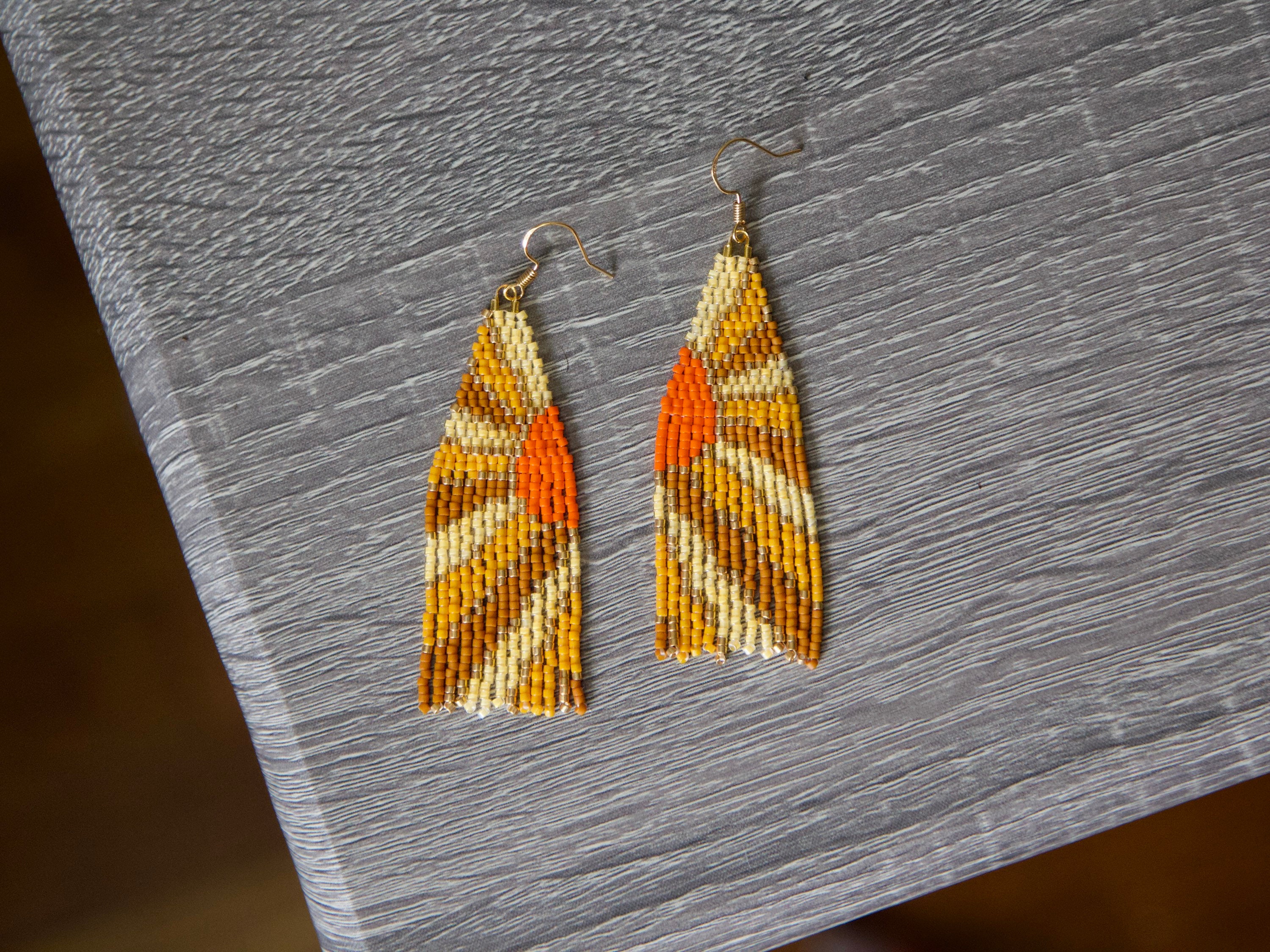 Handmade Miyuki Seed Bead Fringe Earrings, Boho Tassel Dangle - Etsy