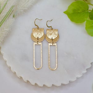 Handmade Brass Geometric Dangle Earrings: Boho Modern Jewelry