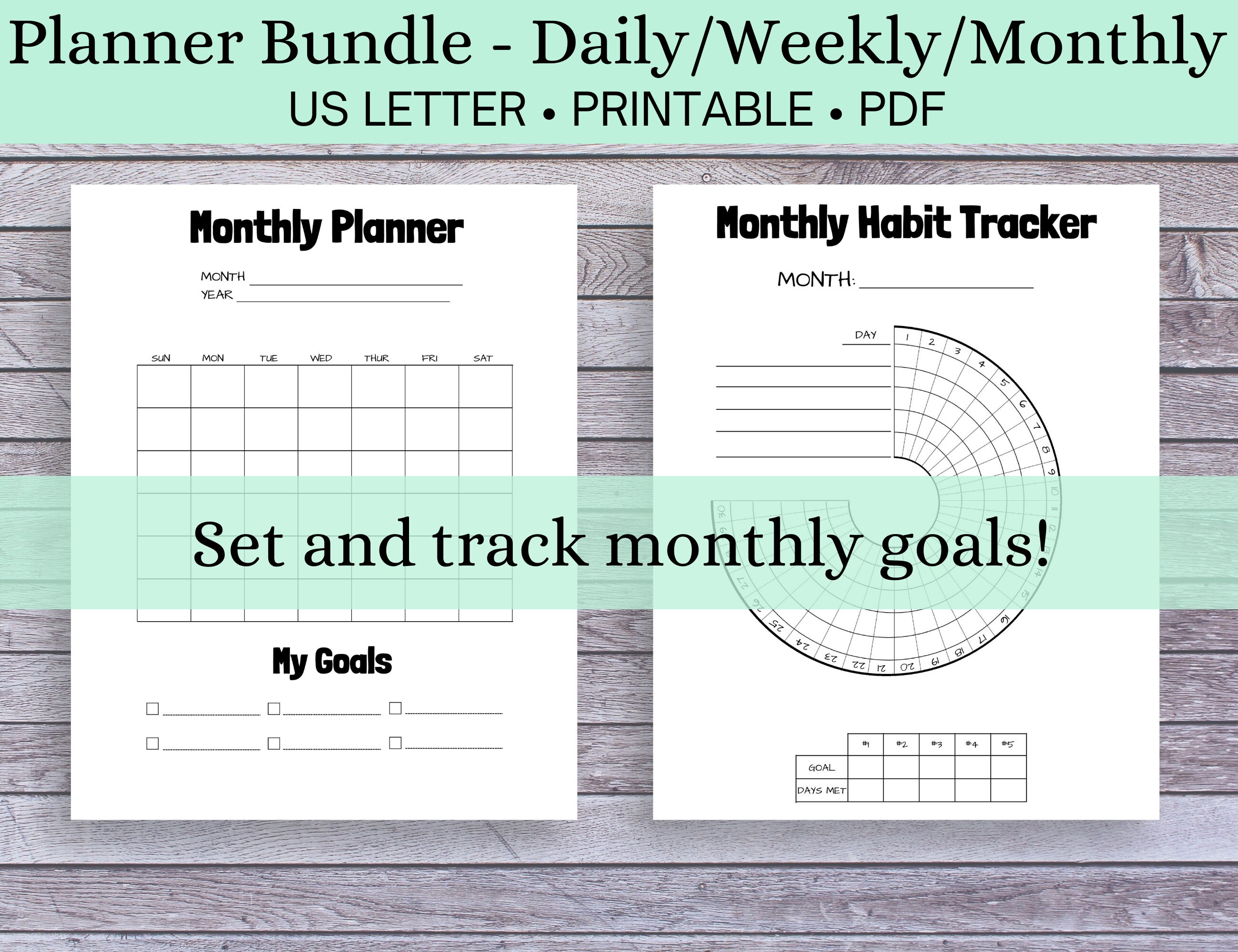 Printable Planner Bundle, Habit Tracker, Daily Planner, Weekly Planner ...