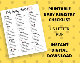 Lista de verificación de registro de bebé imprimible / Lista de verificación de elementos esenciales para recién nacidos / Lista de verificación de suministros para bebés / Preparación para bebés nuevos / Mamá primeriza