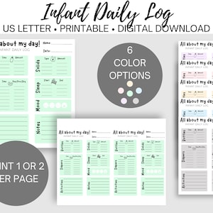 Infant Daily Log | Infant Daily Tracker | Baby Tracker | Feeding Tracker | Diaper Tracker | Day Care Sheet | Newborn Tracker | Baby Care Log