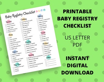 Lista de verificación de registro de bebé imprimible / Lista de verificación de elementos esenciales para recién nacidos / Lista de verificación de suministros para bebés / Preparación para bebés nuevos / Mamá primeriza