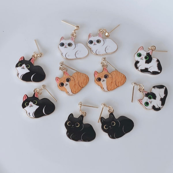 Cat Dangle Earrings, Animal Earrings, Pet Earrings, Kitten Earrings, Cat Jewelry, Gift under 10