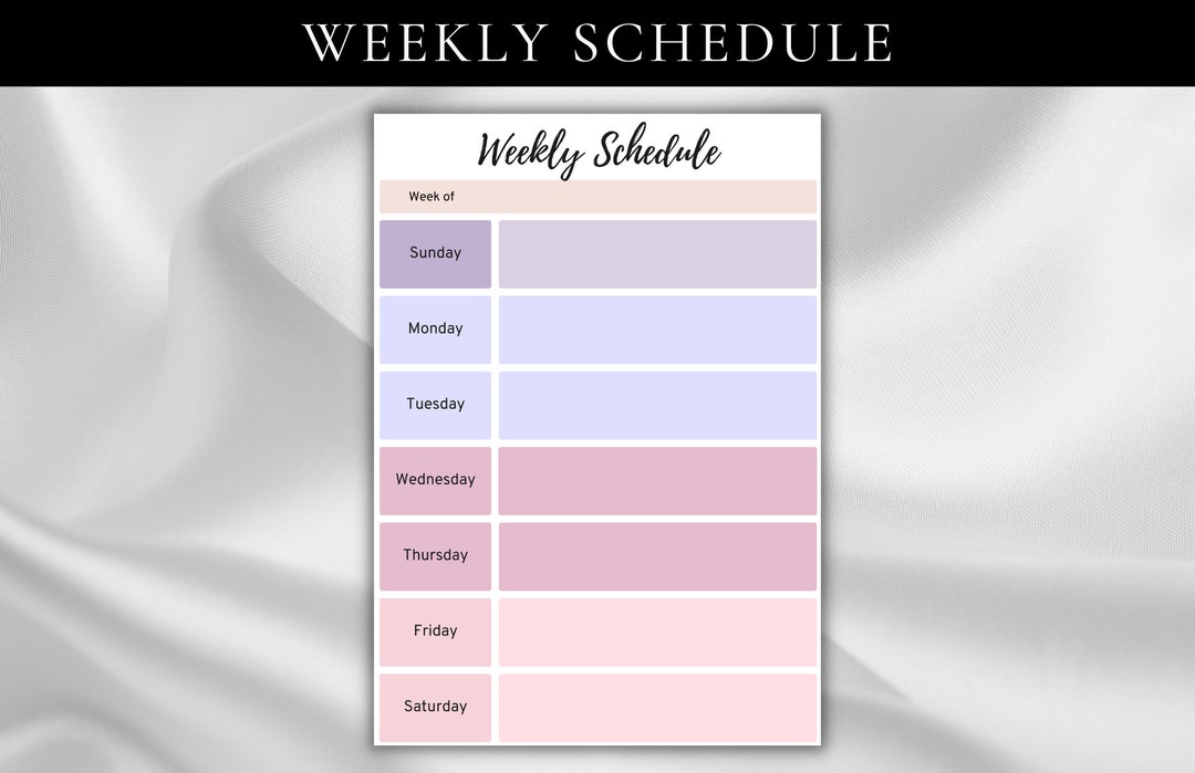 Weekly Schedule Daily Planner Printable Template Form - Etsy