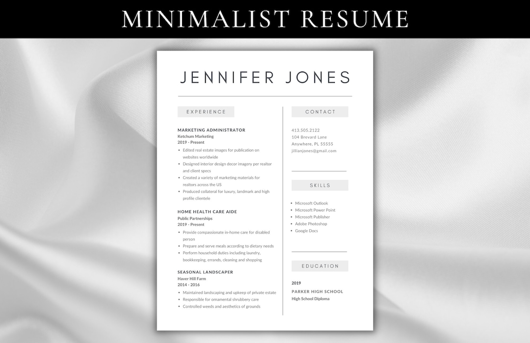 Resume Minimalist Template Professional Resume Template Canva PDF List Resume Minimalist Template Professional Resume Template Canva PDF List