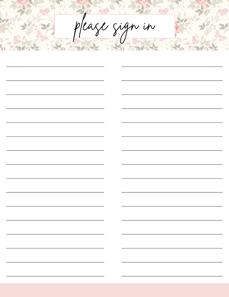 Please Sign in Printable Template Guest Register Form - Etsy