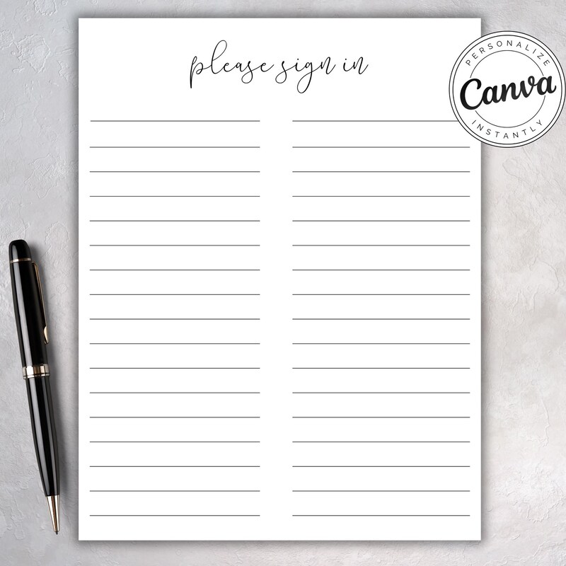 Guest Sign in Sheet - Etsy