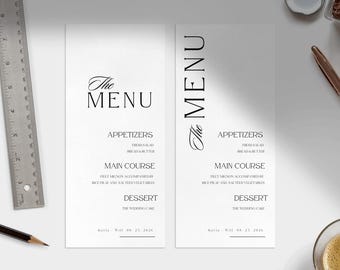 Elegant Wedding Dinner Menu Template: Editable Canva Design (4x9 Inches)
