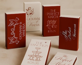 Editable Wedding Favor Matchbox Template, Bridal Shower (Canva)
