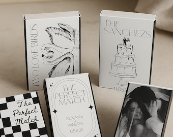 Editable Wedding Favor Matchbox Template, Canva Design (Digital Download)