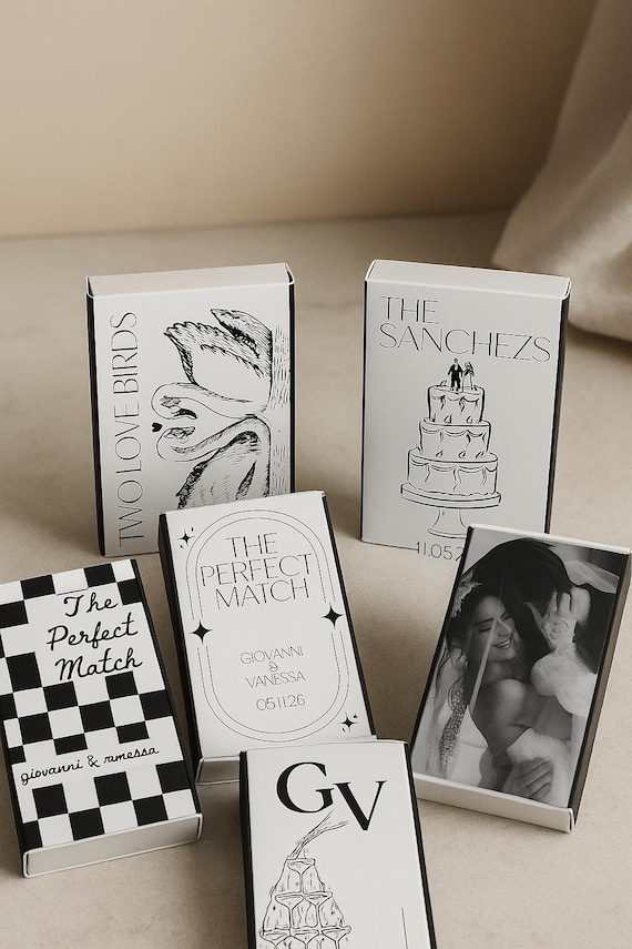 Editable Wedding Favor Matchbox Template, Canva Design (Digital Download)