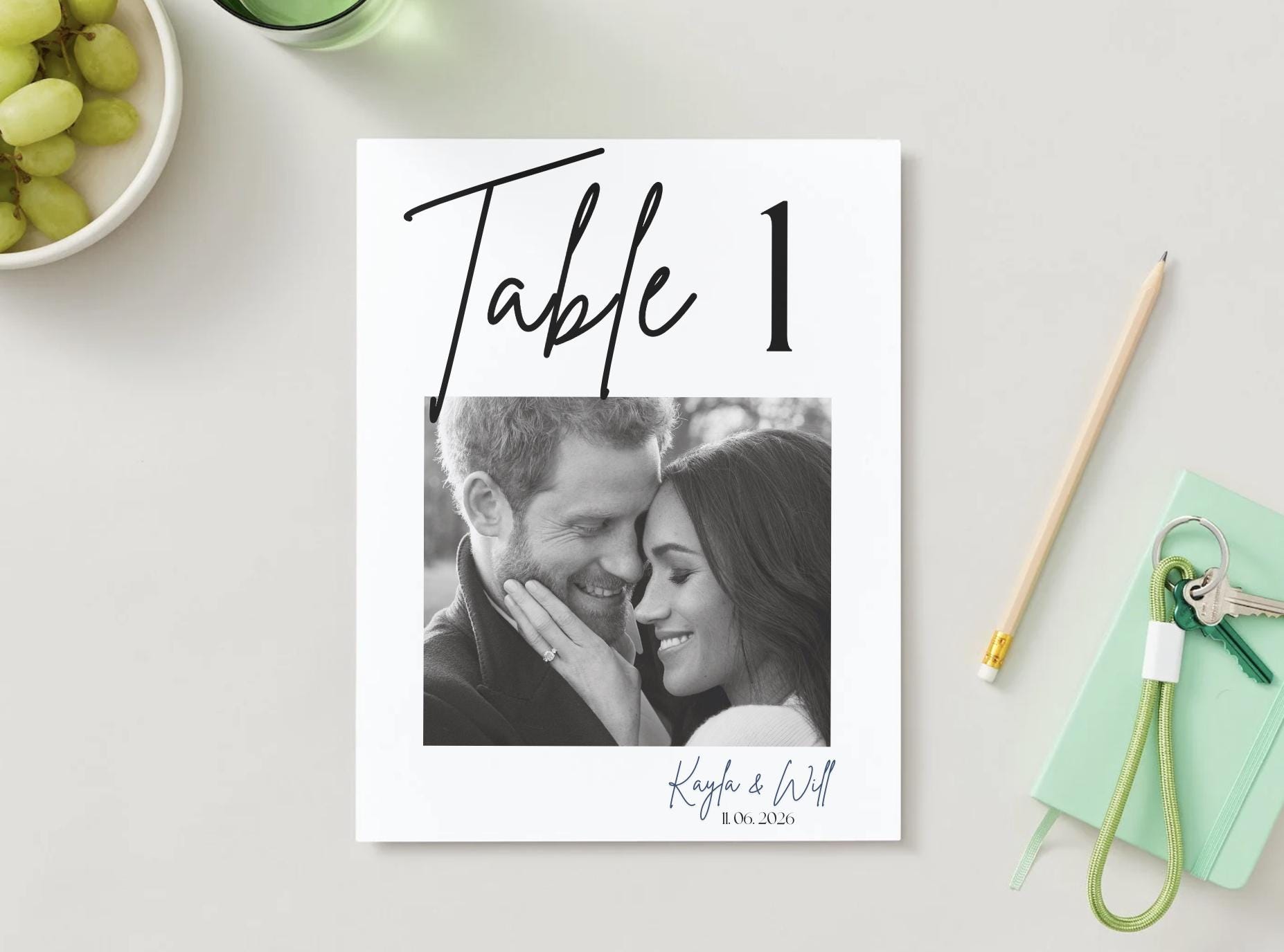 Photo Table Numbers, Modern Wedding Reception Table Numbers, Editable ...