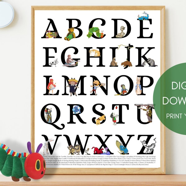 Printable Storybook ABCS Print | Digital Download | Storybook Nursery | Classic baby books Print | Printable Poster | Baby Nursery Decor