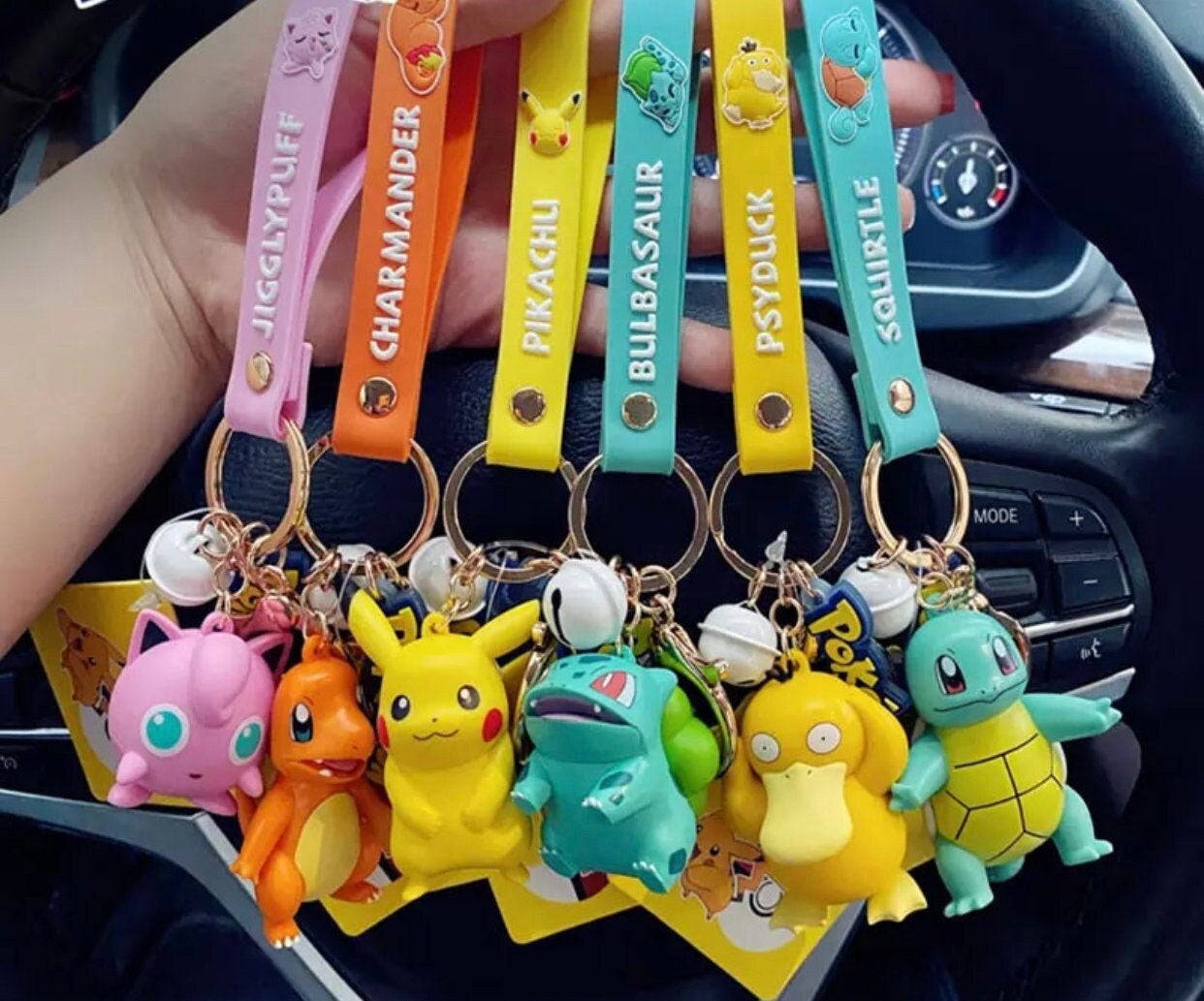 Pokemon Keychain, Pokemon Keyring, Pokemon Pikachu, Bulbasaur, Charmander,  Sqirtle, Psyduck, Jigglypuff Keychains, Adorable Cute Keychain 