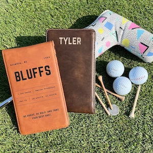Personalized Leather Golf Scorecard Holder: Custom Golf Gift