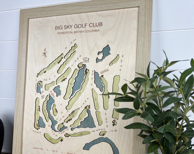 Custom Golf Course Map | Any Course in the World | Golf Art | Golf Gifts for Him | Golf Gifts for Her