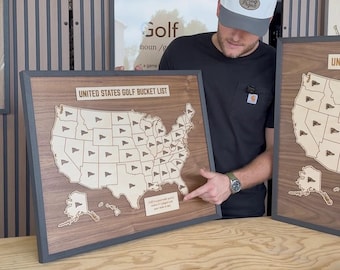 Handcrafted Golf State Tracker Map: USA Golf Gift