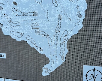 Custom Golf Course Map Art Print: Modern Architect Style, Framed