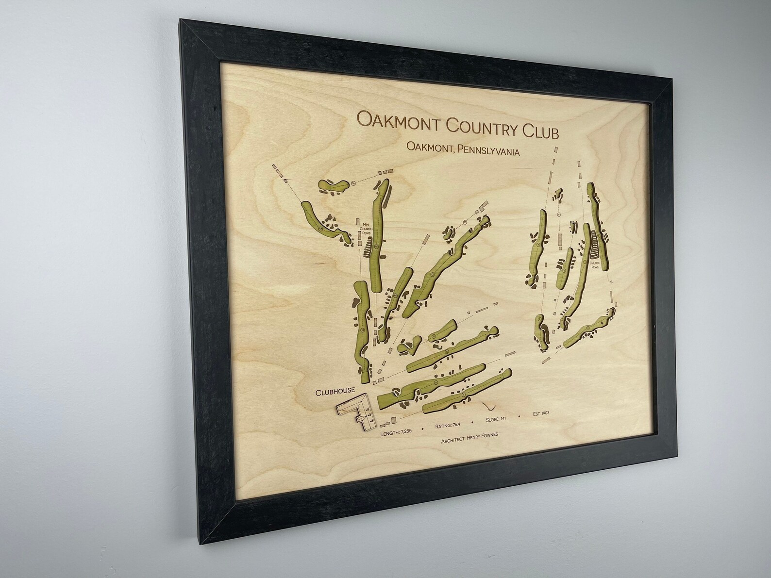 Oakmont Country Club Golf Course Map Golf Gift Etsy