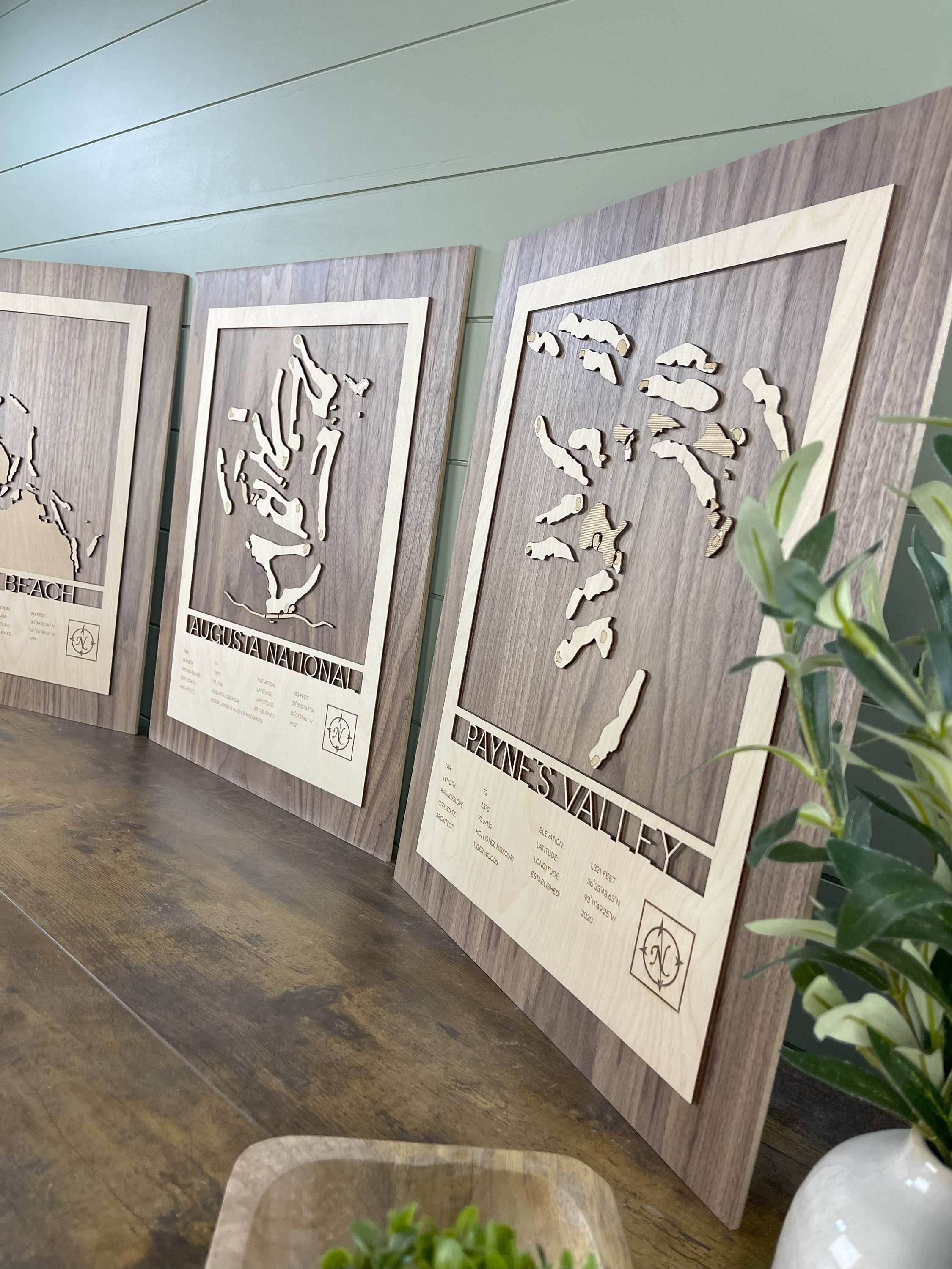 Layered Wood Golf Course Map: Custom Golf Art