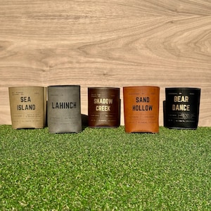 Custom Leather Magnetic Can Cooler: Golf Gift
