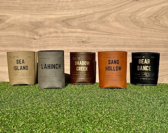 Custom Leather Magnetic Can Cooler: Golf Gift