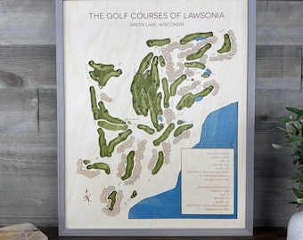 Custom Golf Map, Any Course in the world, Framed Golf Art
