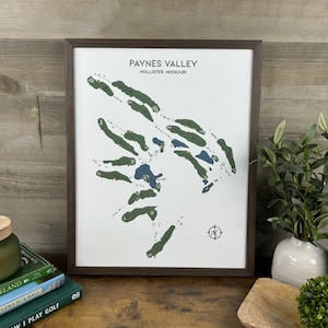 Minimalist Golf Course Map Print |  FRAMED | Personalized Golf Art Print | Golf Decor | Golf Gift | Offset Sketch Design