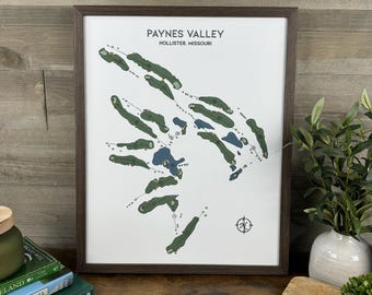 Personalized Golf Course Map Art Print: Framed Offset Sketch Design