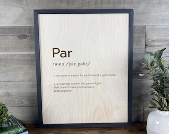 Handmade 'Par' Golf Definition Art: Framed Golf Gift