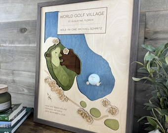 Personalized Hole-in-One Golf Art, Golf Ball Display, Framed Golf Decor