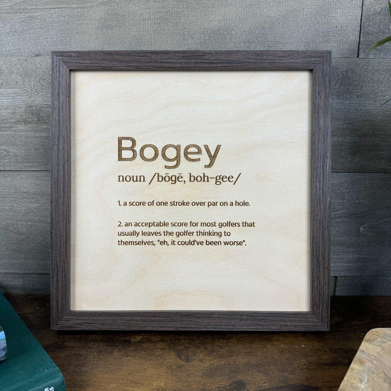 Bogey Definition Golf Art | Framed Golf Words Wall Decor - Etsy