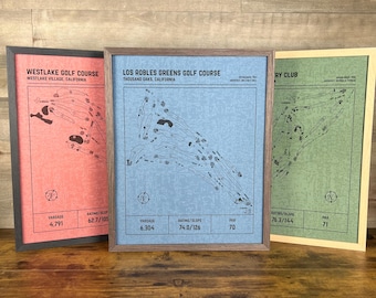 Custom Framed Golf Course Map Print: Modern Architect Style