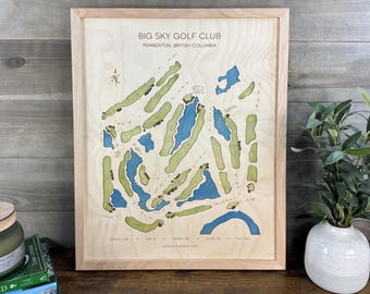 Personalized 3D Golf Course Map, Custom Golf Art, Unique Golf Gift