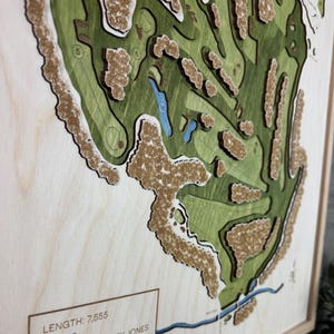 TOUS LES COURS au monde | Carte du terrain de golf multicouche 3D | Carte de golf personnalisée | Art du golf | Cadeaux golf pour lui