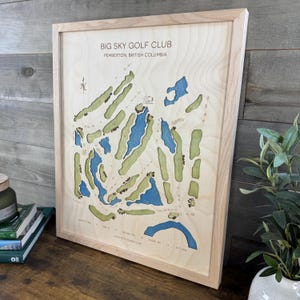 Custom Golf Course Map Art, Framed Golf Decor, Personalized Golfer Gift