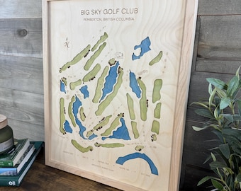 Custom Golf Course Map Art, Framed Golf Decor, Personalized Golfer Gift